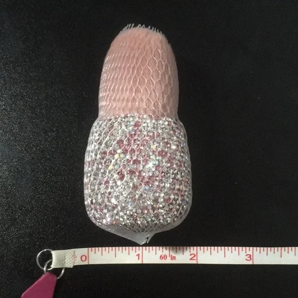 2 Pink Silver Rhinestone Decor Sparkling Shiny Mushroom Head Makeup Beauty Brush - Picture 4 of 6